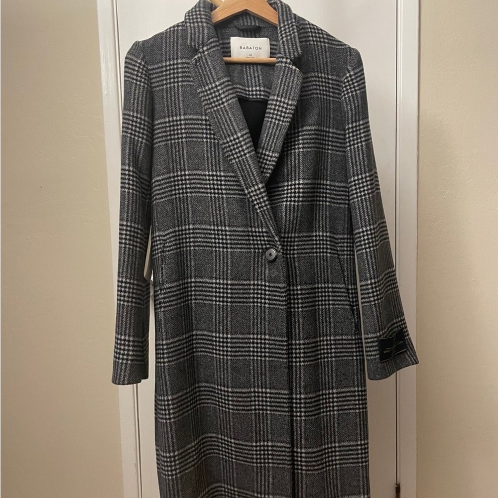 SOLD Aritzia Babaton Wool Cashmere Gray Plaid Wool Coat - XS